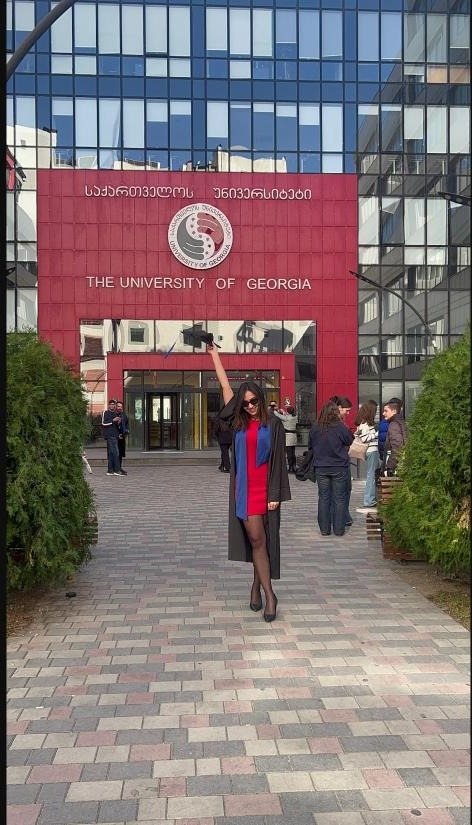 Fatemeh Naderi outside the University of Georgia on graduation day