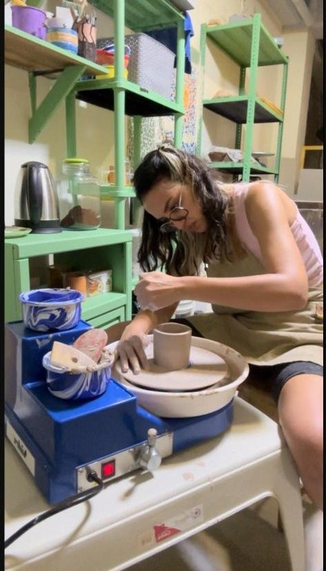Fatemeh Naderi at a pottery wheel